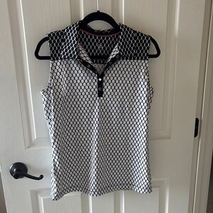 Tail Sleeveless Black and White Patterned Top